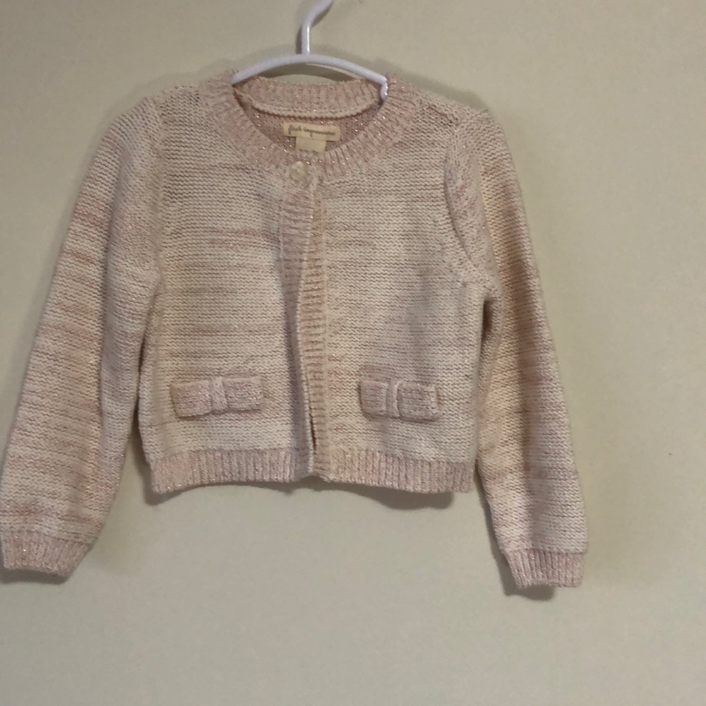 COPY - First impressions cardigan, 18 months cream with pink sparkle and bows N…